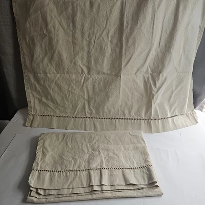 Par de cortinas beige rústicas PARA varilla de 1" 2 unidades 28" ancho x 36" alto cabina primitiva Foto 1 de 4