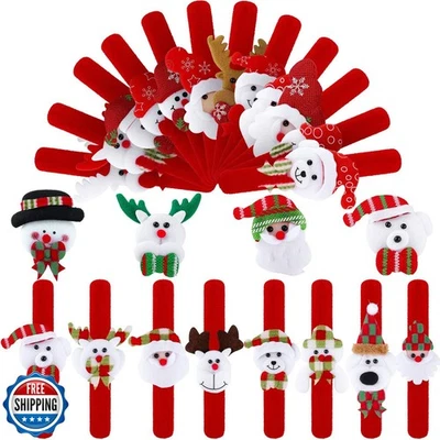 Elcoho 24 Piezas Navidad Slap Pulseras Navidad Slap Bandas Fiesta T Foto 1 de 4