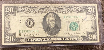 1963 $20 Dollar Bill Only 3 Numbers In Serial Number US Currency (C2) - Image 1 of 3
