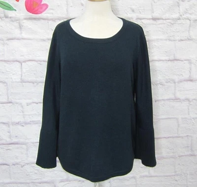 Max Studio Teal Blue Green Pleated Bell Sleeve Sweater Women's size XL - Image 1 of 4