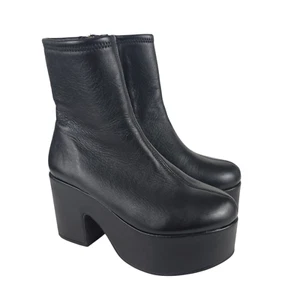 Botas LARROUDE Miso 8.5 Cuero Negro Grueso Plataforma Bloque Tacón Cremallera Lateral - Imagen 1 de 11