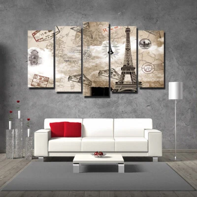 World Map Set Of 5 Pcs Puzzle Thin Canvas Poster Art Home Bar Wall Decor 11 - Image 1 of 4