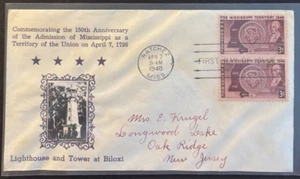 #955 Mississippi Territory pair FDC with Crosby cachet - Picture 1 of 1
