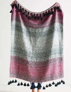 Anthropologie Woven Sundown Theo Blanket Bohemian Retro Geometric Cottagecore - Picture 1 of 11