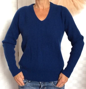Vince Wool-Cashmere Blend Blue V-Neck Pullover Sweater Size S - FXA - Picture 1 of 8