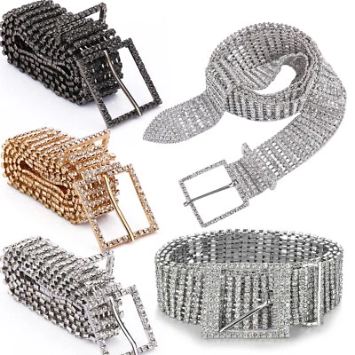 Damen Strass Taille Gürtel Breit Strass Kette Bund Mode für Damen - Bild 1 von 2