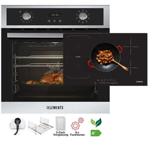 KB-ELEMENTS Herdset 70L Einbaubackofen 60cm + 77cm 5-Zonen Induktionskochfeld - Bild 1 von 14
