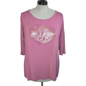 Harley Davidson Motorcycles Mauve T-Shirt Womens 2X Graphic Tee, Palm Beach, FL - Picture 1 of 8