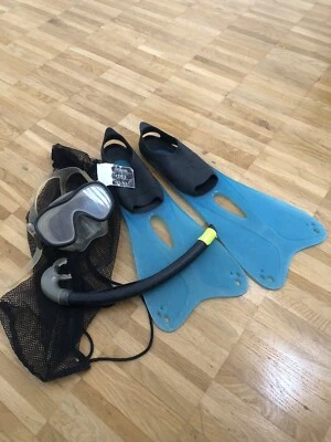 Kinder Flossen Gr. 31/32 mit Taucherbrille und Schnorchel - Bild 1 von 4