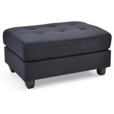 Glory Furniture Malone Microsuede Ottoman in Black - Image 1 of 4