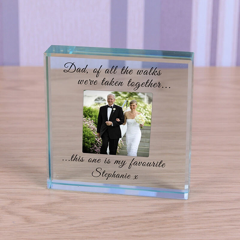 Of all the walks - Personalised Photo Glass Block Ornament Wedding Gift 9cm - Image 1 of 1