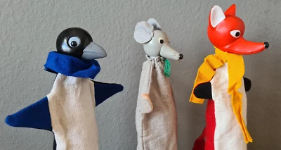 Handpuppen Set (DDR) - Elster, Maus, Fuchs - gebraucht - Bild 1 von 3