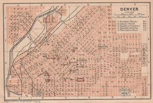 DENVER Original Map City Plan 1909 COLORADO USA map - Picture 1 of 9