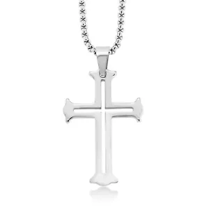 Cross Pendant - NEW Lightweight Polished Tungsten Carbide Cutout Cross Pendant - Picture 1 of 2