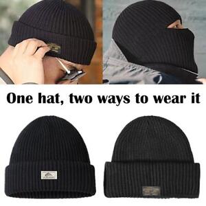 2 in 1 Man Winter Cotton Knitted Balaclava Hat Windproof and Cold-Resistant Hot.