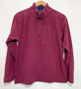 L.L. Bean Sweater Men’s Medium Regular Burgundy Half Zip Fleece Pullover - Picture 1 of 7