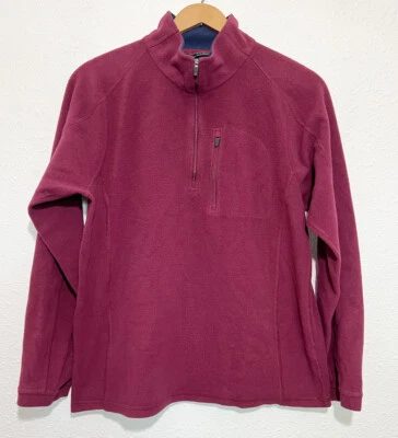 L.L. Bean Sweater Men’s Medium Regular Burgundy Half Zip Fleece Pullover - Image 1 of 4
