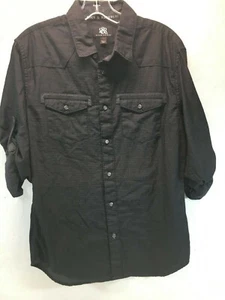 Men's black Rock & Republic button up shirt: size small S Roll up sleeves EUC - Picture 1 of 4