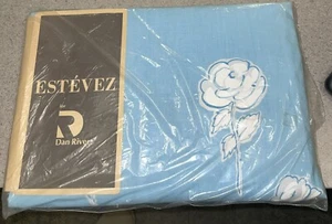 NOS Vintage ESTEVEZ Dan River Queen lenzuolo con angoli 60x80 NO FERRO PERCALLE BLU - Foto 1 di 3