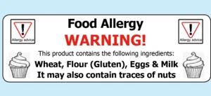 Cupcake Food Allergy & Allergen Advice / Alert Warning High Quality Stickers - Picture 1 of 12