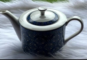 GRACE TEAWARE COBALT BLUE WHITE GOLD DIAMOND TEA/COFFEE POT - Picture 1 of 3