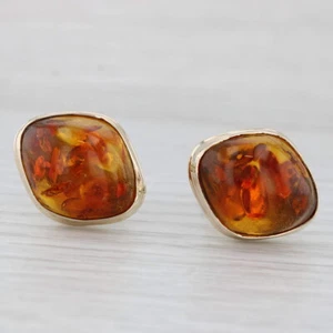 Vintage Men's Amber Cufflinks 333 8k Yellow Gold Folding Backs - Picture 1 of 8