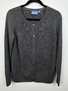 Simply Vera Vera Wang Cardigan Sweater Womens Large Grey Silver Button Front AS - Picture 1 of 9