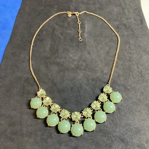 J crew jade tone and gold tone crystal green necklace 14-16” b122 - Picture 1 of 6