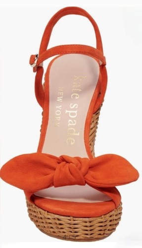 Sandalo con zeppa nuovo con scatola Kate Spade taglia 9 albicocca essiccata patio plateau orig $198