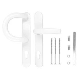 Türgriff Türdrücker Türklinke - DHS 92mm Schild 32mm - Oval Weiß - mit Bügel - Bild 1 von 6
