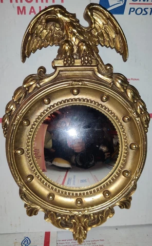 Vintage 1940's Syroco Wood Federal Eagle Port Hole Mirror Cover