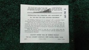 COCHE DE CAJA AMERICAN FLYER M3374 970 CON FRENO PARA CAMINAR INSTRUCCIÓN FOTOCOPIA - Imagen 1 de 2