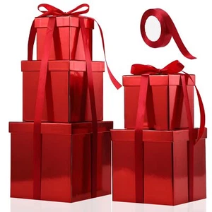 5 Pcs Valentine's Day Gift Box with Lid and Ribbon Mixed Size Square Nesting ... - Picture 1 of 6