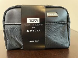 Delta One TUMI International Travel Amenity Kit New Black Bag w Socks, Mask, Pen