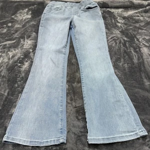 Cat & Jack Jeans Girls Size 12 Wide Leg Straight Blue Light Wash Elastic Waist - Picture 1 of 6