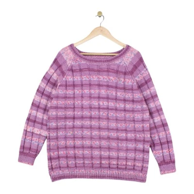 Vintage Jumper Womens Size L Pink Multicoloured Relaxed Fit 90s Retro - Image 1 of 4