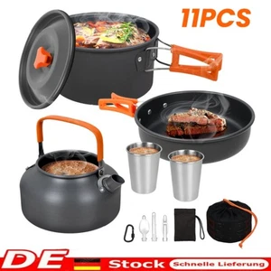 2-3 Person Camping Kochgeschirr Set Kochset Outdoor Töpfe Bratpfanne Kettle Kits - Bild 1 von 6