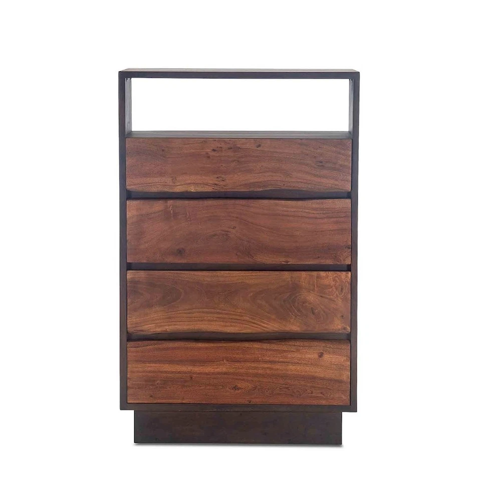 Cómoda Palermo 34 pulgadas madera de acacia borde vivo en acabado de nogal crudo Foto 1 de 4
