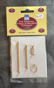 Original Dolls House Miniature 4 pc Bathroom Towel Bar Set, BRASS. NOS. - Picture 1 of 2