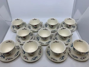 11 Vtg Williamsburg Potpourri Wedgwood Cups & Saucers - Picture 1 of 11