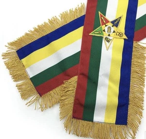 OES SASH - FIVE COLOR MOIRE RIBBON Masonic OES sash - Picture 1 of 4