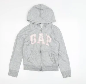 Gap Girls Grey Full Zip Hoodie 10-11 Years Embroidered - Picture 1 of 12