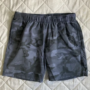Olivers Athletic Gym Shorts Mens Large Gray Black Camo 7” Inseam Nylon Stretch - Picture 1 of 8