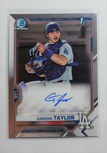 Carson Taylor Auto 2021 Topps 1st Bowman Prospect Baseball Refractor #CPA-CT