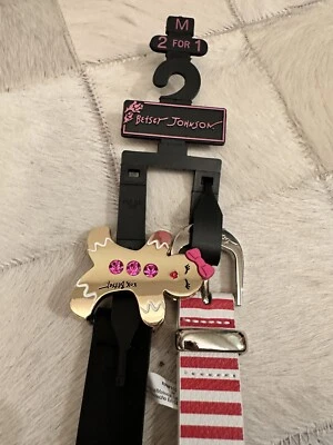 BETSEY JOHNSON Women's Medium Belt's SET of 2 Gingerbread Christmas Candy Stripe - Image 1 of 3