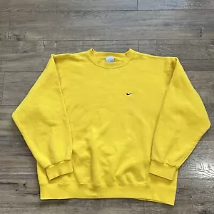 Vintage Vintage Nike Sweatshirt Gelb Swoosh Fleece Pullover Senf Gr. XL Y2K - Bild 1 von 5