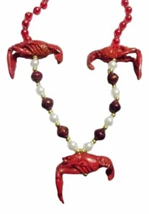 Red 3 Crawfish Mardi Gras Beads Party Favor Necklace - Picture 1 of 5