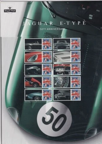 2011 - JAGUAR E-TYPE 50th ANNIVERSARY STAMP SHEET MNH Cover