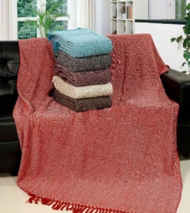 JUMBO HERRINGBONE THROW ETHNIC SETTEE BLANKET DECORATIVE TASSEL ZIG ZAG MULTI  - Picture 1 of 6