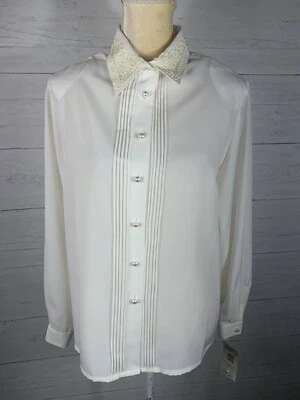 Blusa KORET Crystal Palace Marfil Talla 8 Cuello Bordado/Cuentas De Colección Nueva con Etiquetas Foto 1 de 4